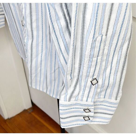 Minerva Men’s Striped button Down Western Shirt Size Large - Picture 4 of 7